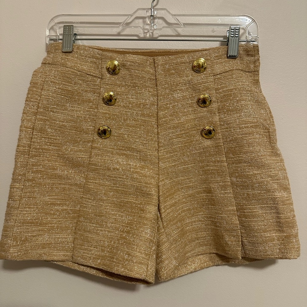 Lilly Pulitzer Tan High-Waist Sailor Button Shorts